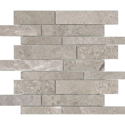 Anatolia Tile Ritz Gray 12 In X 12 In Linear Marble Mosaic Wall Tile Common 12 In X 12 In