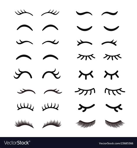Set Of Cute Cartoon Eyelashes Open And Closed Vector Image