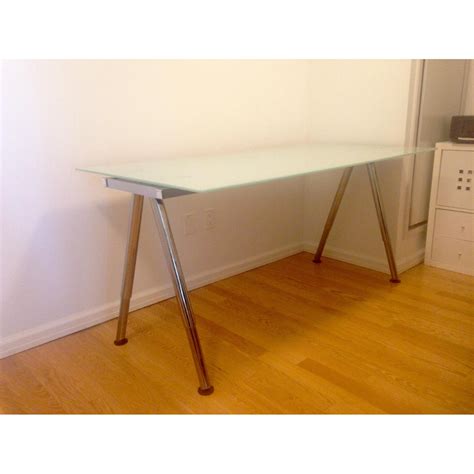 Ikea Galant Frosted Glass Adjustable Height Desk Table AptDeco