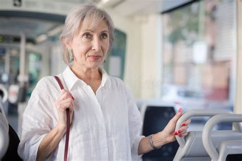 Mature Lady In Bus Stock Photo Image Of Stop 6065 244448788