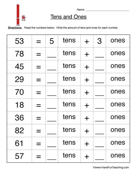 Kindergarten Tens And Ones Worksheets