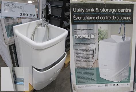 The classic traditional laundry room sink with cabinet is a large mounted model with a lot of storage beneath. Costco Acrylic Utility Sink and Cabinet - $290 ...