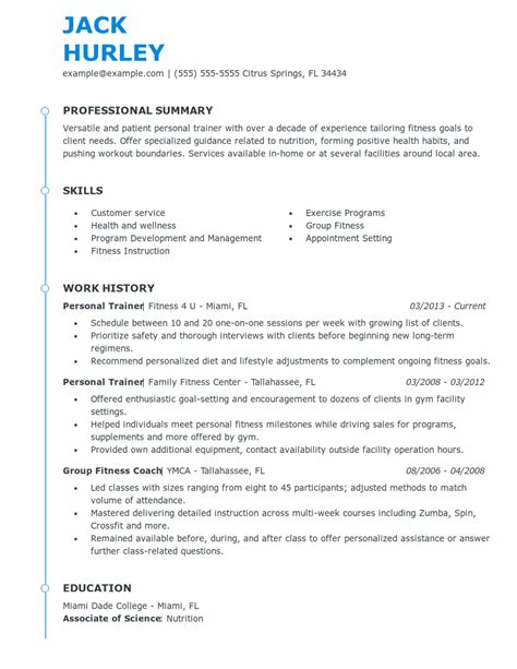 Professional Personal Trainer Resume Examples