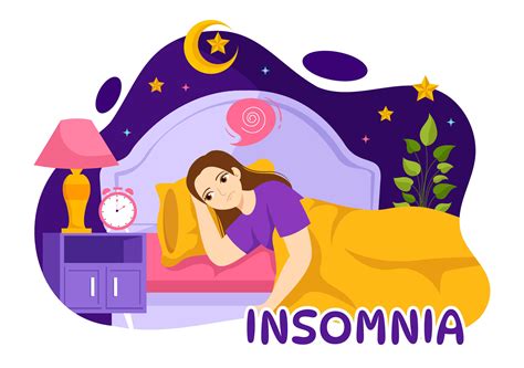Insomnia Vector Illustration With Young People Unable To Sleep