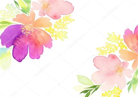 Greeting Card Watercolor Flowers Background — Stock Photo © Karma15381