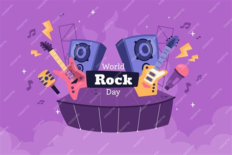 Fundo De Dia Mundial Do Rock Plano Com Instrumentos Musicais Vetor Grátis
