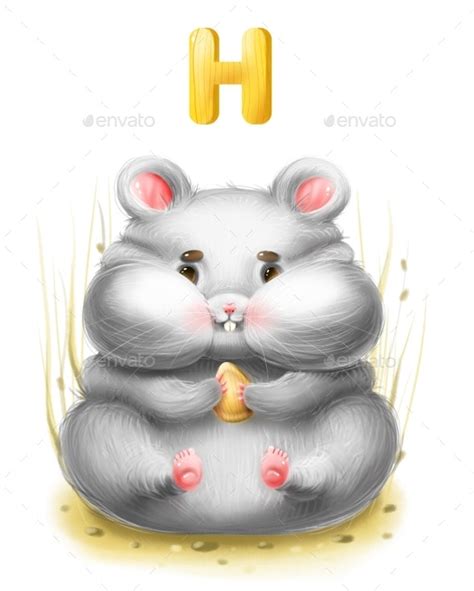Funny Fat Cartoon Hamster With A Grain By Studiodav Graphicriver