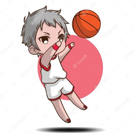Cute Boy Play Basketball Cartoon Character Premium Vector