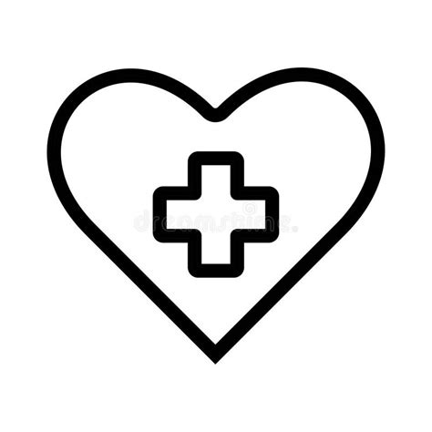 Heart Icon With Cross Inside Linear Icon Thin Black Lineheart Icon