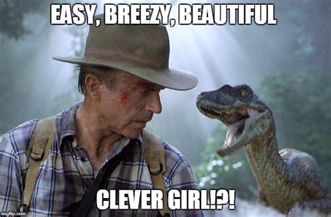 Image Tagged In Jurassic Park Dr Grant Meets Raptor Meme Imgflip