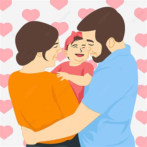 Familia Feliz Con Fondo De Patrón De Amor Png Familia Padre Madre