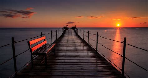 3840x2160 Resolution Gray Wooden Dock Sea Sunset Nature Pier Hd