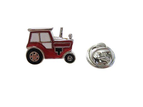 Red Classic Farm Tractor Lapel Pin Kiola Designs