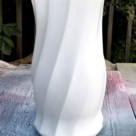 Hand Painted Tall White Vase Large Glass Vase Very Modern Very Elegant Tall White Vase