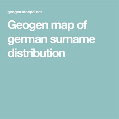 Geogen Map Of German Surname Distribution