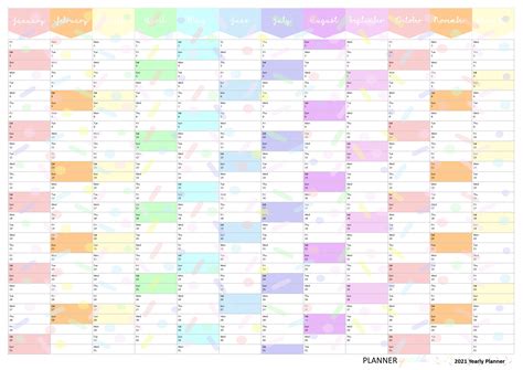 A3 Printable 2021 Yearly Calendar Planner Study Life Etsyde