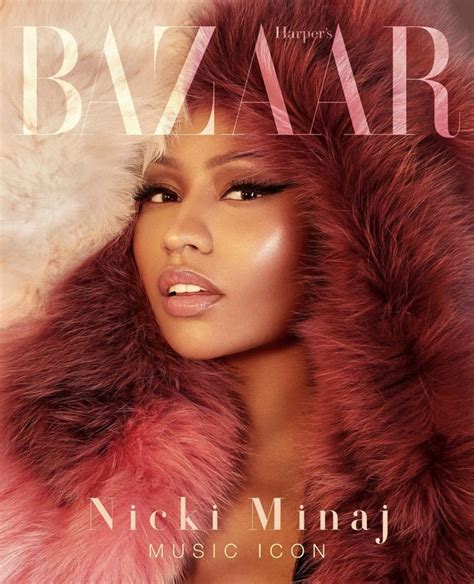 The Cover Of Harper Magazine Featuring Nicki Minaj Wearing A Fur Coat