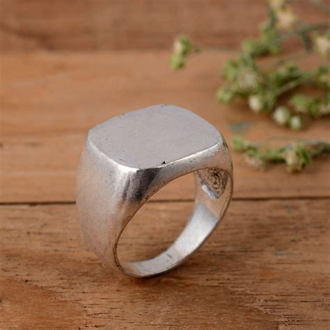 Sterling Silver Signet Ring Silver Mens Ring Silver Band Etsy