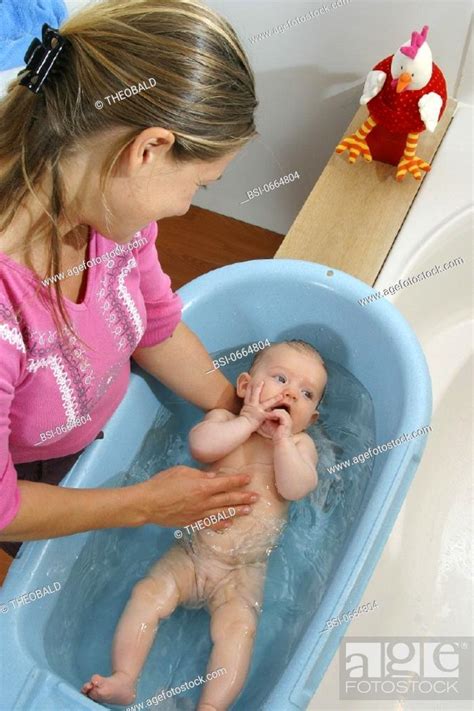 INFANT TAKING A BATH Models 3 Month Old Girl Stock Photo Picture And