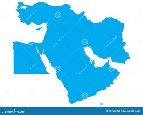 Blue Map Of Middle East Stock Vector Illustration Of Green 167506926