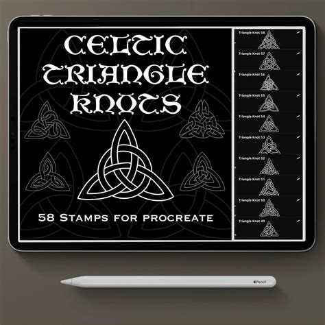 Procreate Tattoo Brush Set 58 Celtic Triangle Knots Stamps Etsy