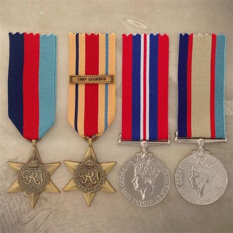 Wwii Africa Star 8th Army Medal Set Antique Tone World War Two