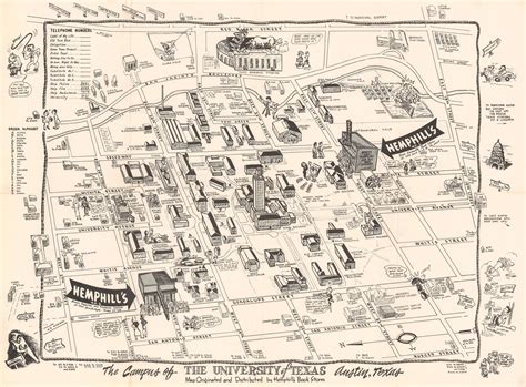 Usa Campus Map Of The University Of Texas Austin 1940s Era