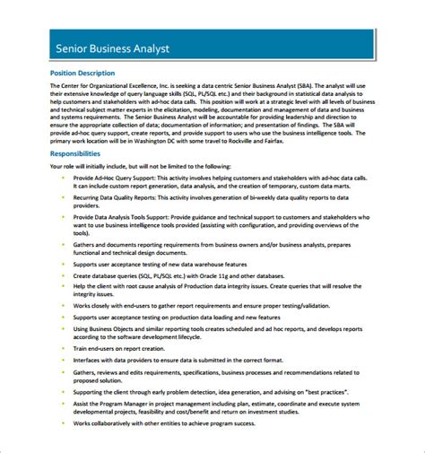 This way it will be readable to atss and its formatting won't be affected. Data Analyst Job Description Template - 9+ Free Word, PDF Format Download! | Free & Premium ...