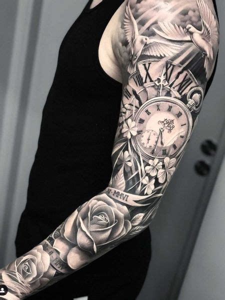 Clock Tattoo Sleeve Forearm Sleeve Tattoos Full Sleeve Tattoos