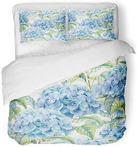 Duvet Cover Sets King Size Hydrangea Blue Flowers Pillow Cases