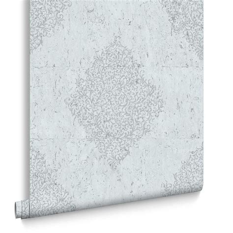 Sample Cork Medallion Wallpaper In Pale Blue And Silver From The Kyoto
