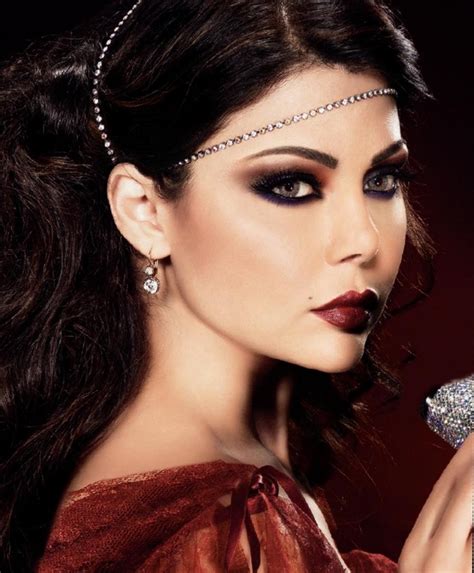 Haifa Wehbe Deep Red Fair Skin Dark Hair Beauty Middle Eastern Makeup