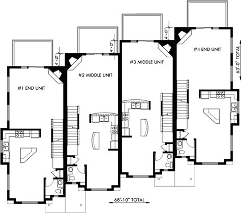 Craftsman Townhouse Row House Floor Plans F 540 Bruinier And Associates