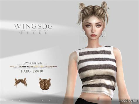 Wings Es0730 Lovely Bun Hair Sims 4 Mod Modshost