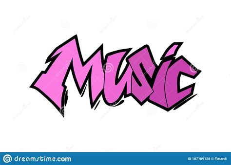 Music Hand Drawn Lettering Graffiti Style Illustration Stock Vector