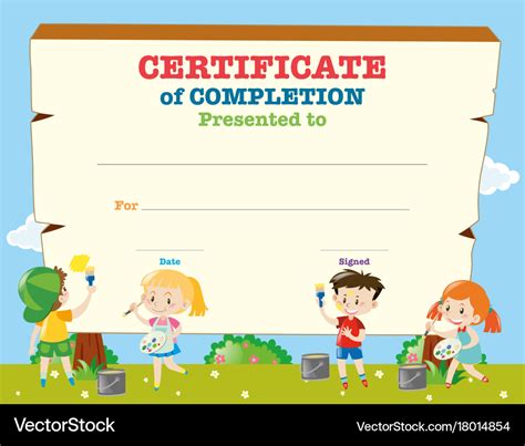 Certificate Template With Happy Children Vector Image