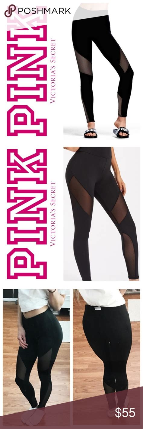 pink ultimate high rise mesh legging solid black legging mesh leggings pink victoria secret