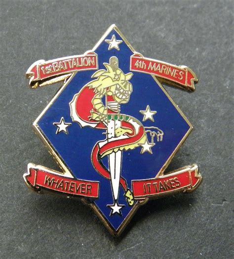Marine Corps 1st Battalion 4th Marines Lapel Pin Badge 1 Inch Usmc