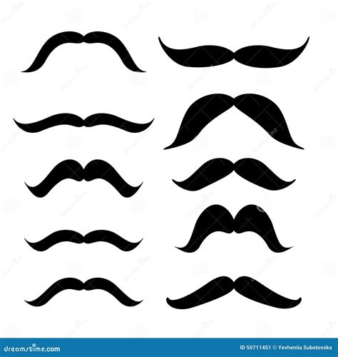 Set Of Mustache Mustache Collection Retro Style Illus Stock