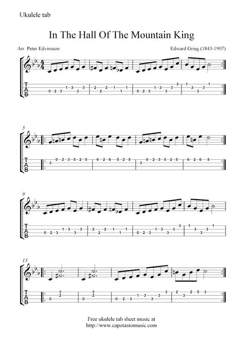 Toe tapping happy and jolly ukulele piece with percussive backing. On this site you can download free printable sheet music scores and guitar tablature! | Ukulele ...