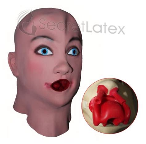 Latex Female Mask Cross Dress Transgender Rubber Hood Mouth Sheath Lady