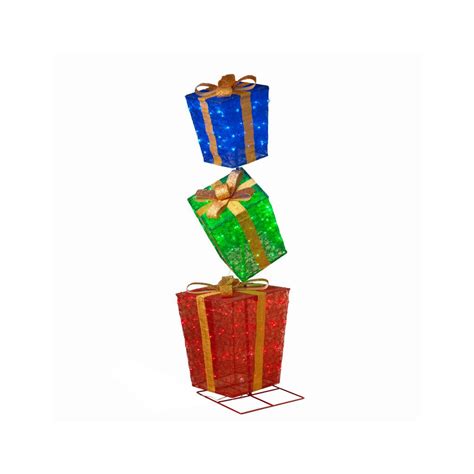Shop Gerson International 72 In 3 Stacked Lighted Gift Boxes