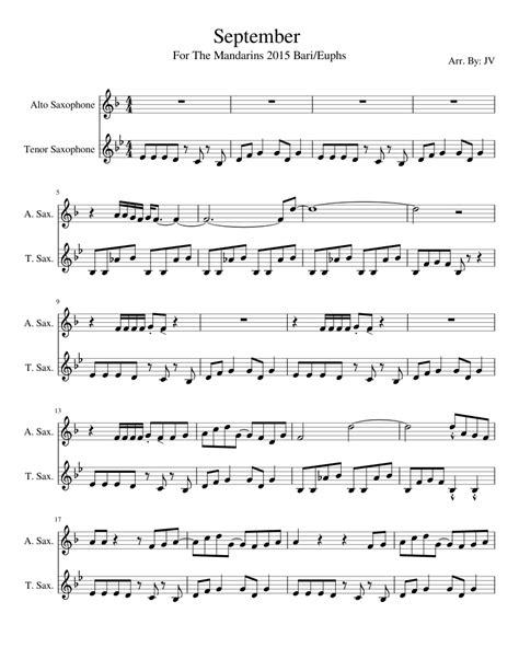 sax september sheet music for saxophone alto saxophone tenor woodwind duet