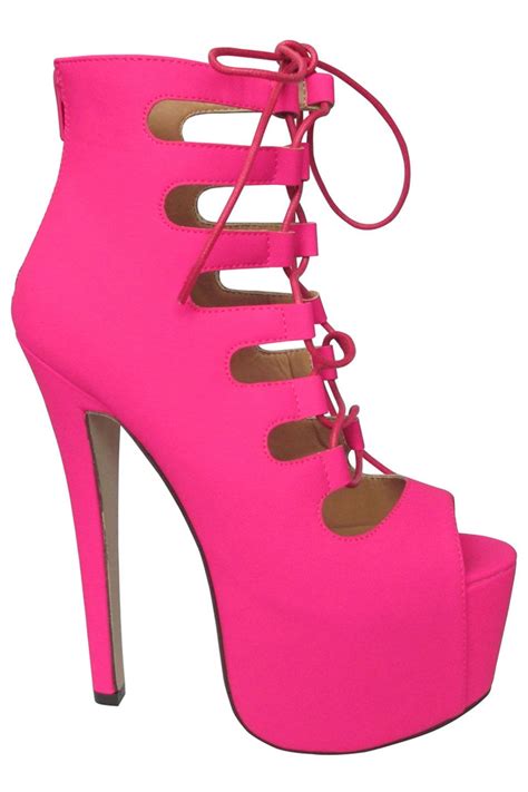 glaze nelly 63 nubuck peep toe lace up heel in hot pink beyond the rack 34 99 pink pumps