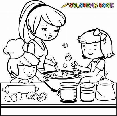 Cooking Mom Vector Kitchen Mother Coloring Clip