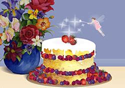 no caption, happy birthday!, happy father's day!, happy summer!, happy spring!, happy retirement. Happy Birthday! The Fairy Cake e-card by Jacquie Lawson