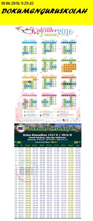 Download Kalender Ramadhan Dan Jadwal Imsakiyah 1437 H 2016 M Terbaru
