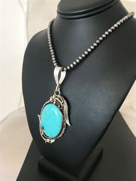 Navajo Pearls Sterling Silver Kingman Turquoise Necklace Etsy Silver