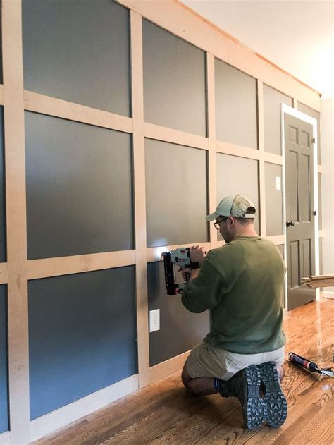 Diy Traditional Grid Molding Focal Wall Accent Walls In Living Room