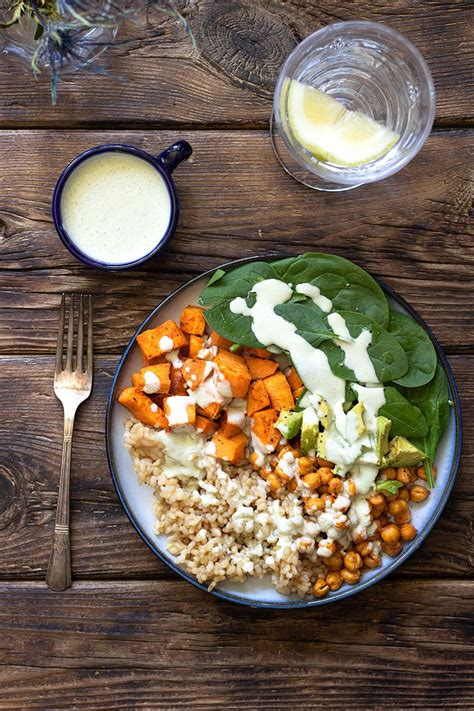 Roasted Chickpea And Sweet Potato Goodness Plate Quick Tahini